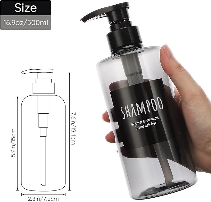 Refillable Shampoo Bottles, Segbeauty 16.9oz Shampoo Dispenser, Labeled Grey - Image 6
