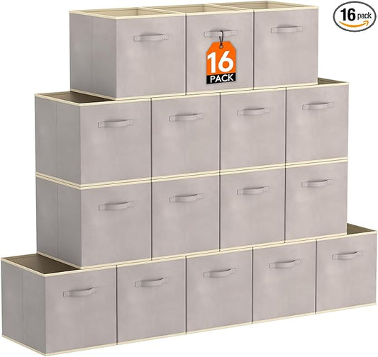 Lifewit 16 Packs Storage Cubes, 11 Inch Cube Storage Bins, Foldable Decorative by Lifewit