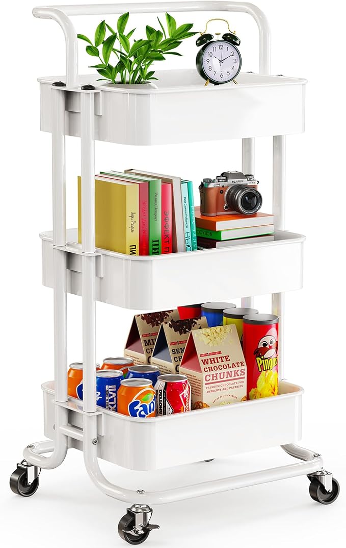 Pipishell 3 Tier Mesh Utility Cart, Rolling Metal Organization Cart - Image 8