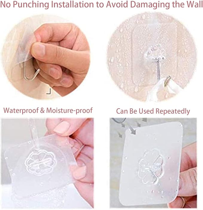 Adhesive Wall Hooks for Hanging Heavy Duty 50 lbs Large Hooks for Walls No - Image 8