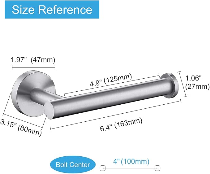 TASTOS Brushed Nickel Toilet Paper Holder SUS304 Stainless Steel, Modern Round - Image 4