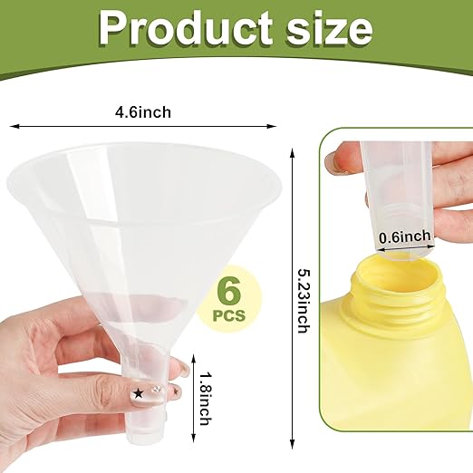 6 Pack Plastic Funnels, 4.6 Inch Multi-Purpose Clear Plastic Funnels - Image 4