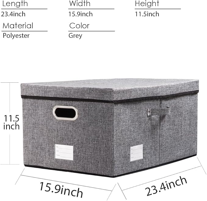 PRANDOM Storage Bins with Lids Linen Fabric Foldable Storage Boxes Organizer - Image 3