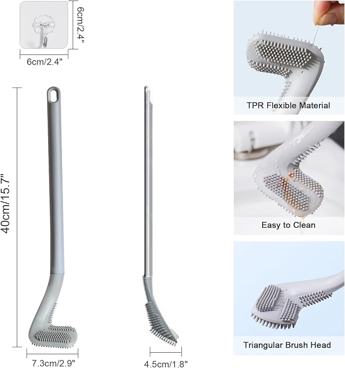 Golf Toilet Brush, Toilet Cleaning Brush, Flexible Bendable Silicone Long - Image 5