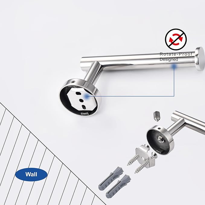TASTOS Polished Chrome Toilet Paper Holder SUS304 Stainless Steel, Modern Round - Image 6