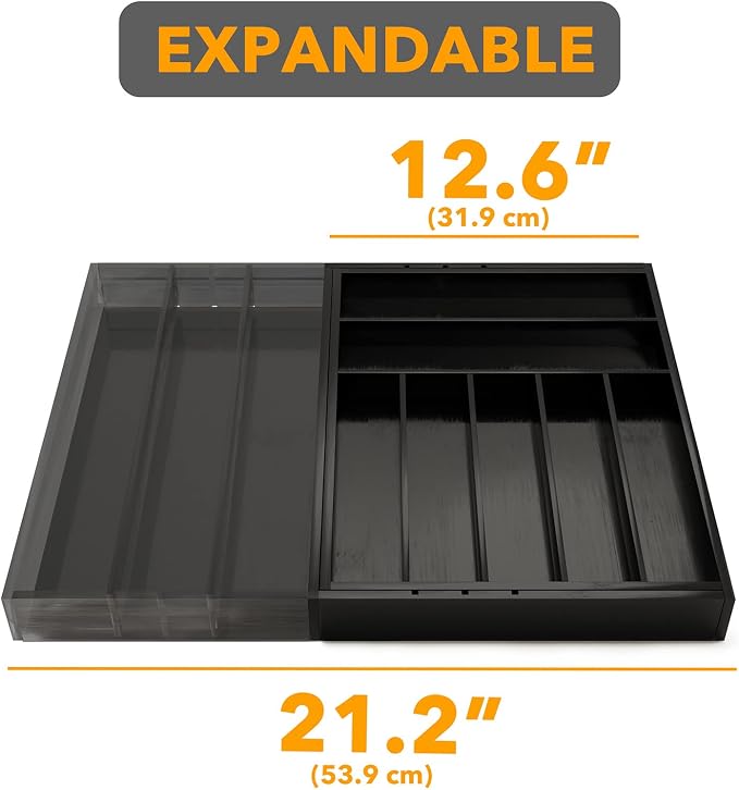 SpaceAid Bamboo Silverware Drawer Organizer - Image 7