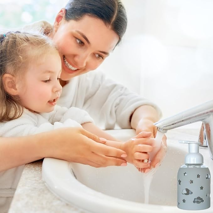 SoCal Suds & Company Glass Foaming Hand Soap Dispenser, Soft Grip Silicone - Image 3