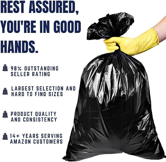 Plasticplace - W14LDB 12-16 Gallon Trash Bags │ 1.2 Mil │ Black Garbage Can - Image 4