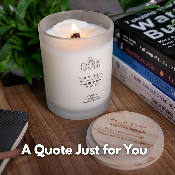 Vanilla Candle - 9.7 oz /275g Vanilla Scented Candle in Cream Frosted Glass Jar - Image 6