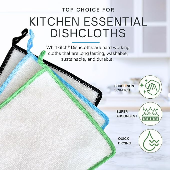 Whiffkitch Dishcloths Dishrags for Kitchen and Household Cleaning 6x7 3-Pack - Image 2