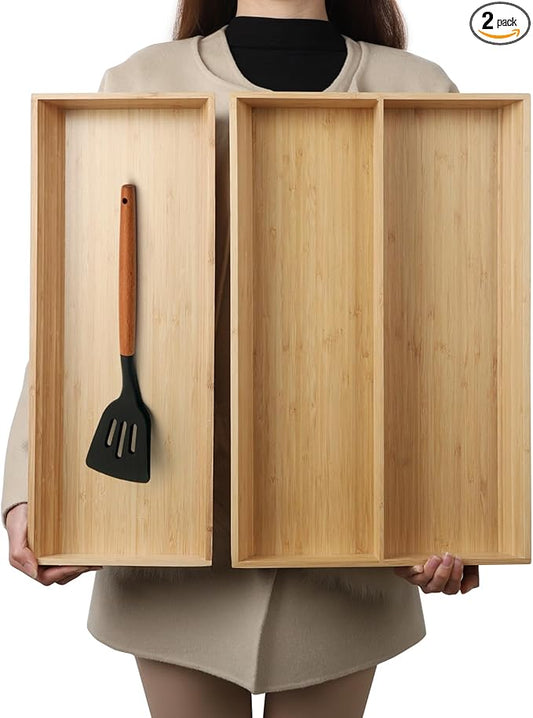2-Piece V-Shaped Bamboo Drawer Organizer by BAMOTTOCRAFTBAMBOO
