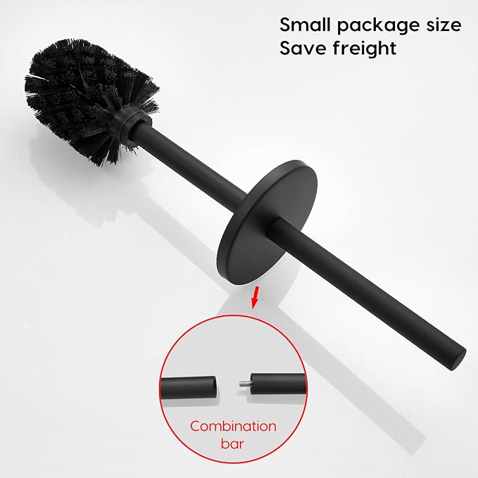 Toilet Bowl Brush and Holder, 304 Stainless Steel No-Punch Hook Base Dual - Image 9