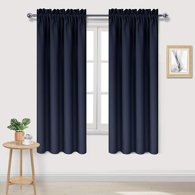 DWCN Navy Room Darkening Blackout Curtains by DWCN