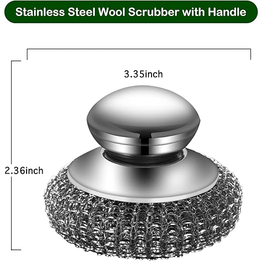 Steel Wool Scrubber with 2 Handles & 3 Replacement Wire Sponge - Image 5