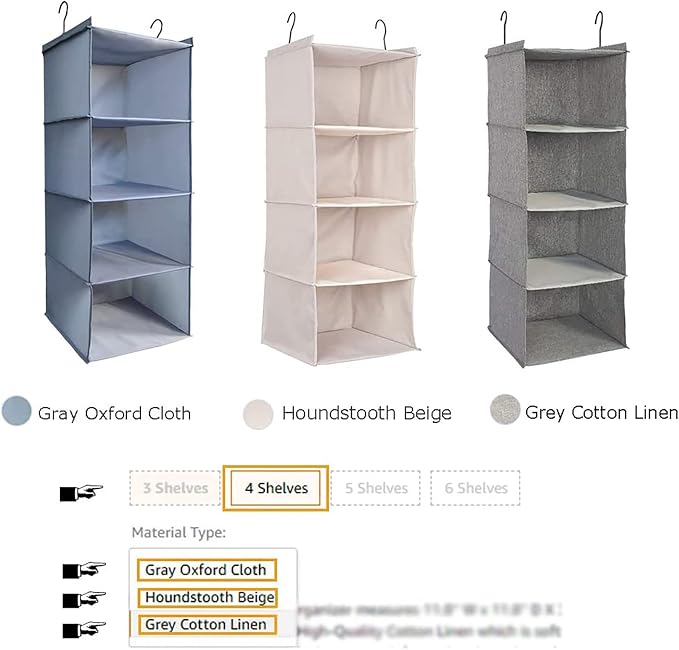 Hanging Closet Organizer and Storage, Foldable 4-Shelf Wardrobe Clothes Shelves - Image 7