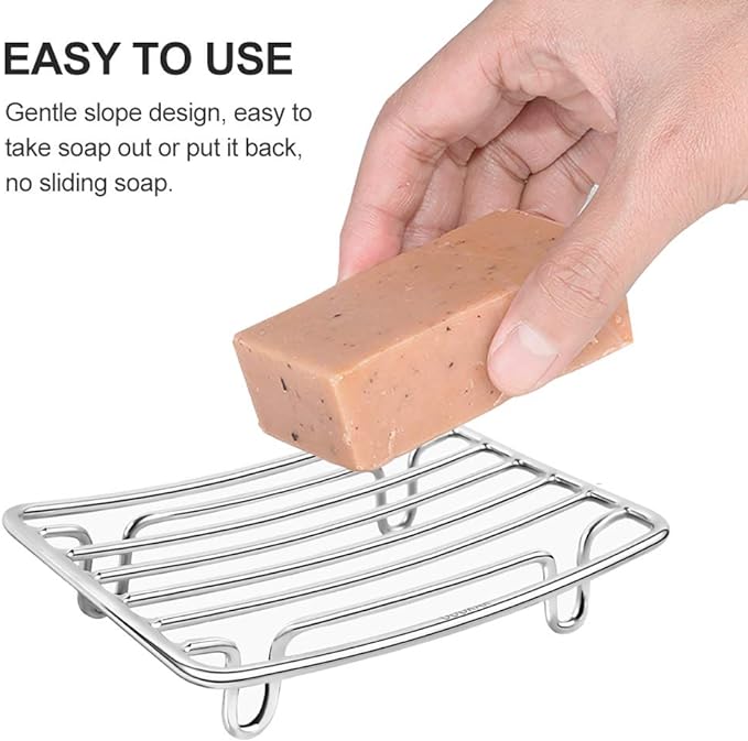 Bar Soap Dish Holder for Shower Bathroom Stainless Steel Rust Proof Self - Image 6
