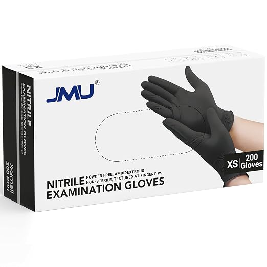 JMU Black Nitrile Gloves 200/Box, 3.5Mil Disposable Nitrile Exam Gloves by JMU