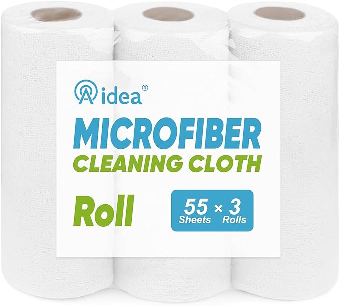 AIDEA Microfiber Cleaning Cloth Roll, Shop Towels 165 Sheets, Tear Away by AIDEAHOME