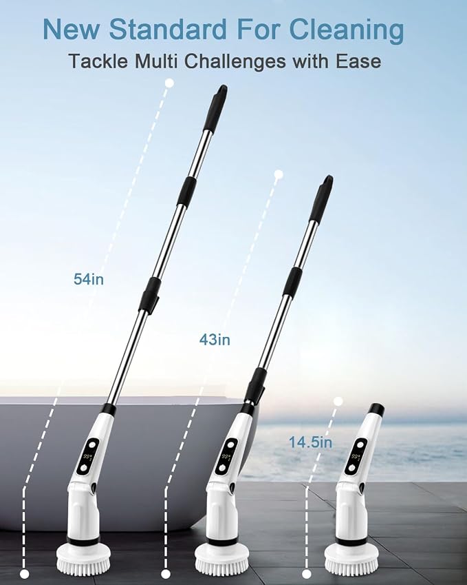 IEZFIX Electric Spin Scrubber, Bathroom Power Shower Scrubber Cleaning Brush - Image 5