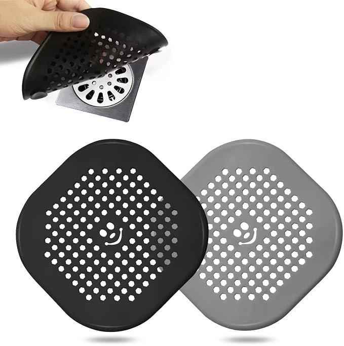 2 Pack Shower Drain Hair Catcher Silicone Drain Protector Hair Stopper by Couidlmakeslifecolorful
