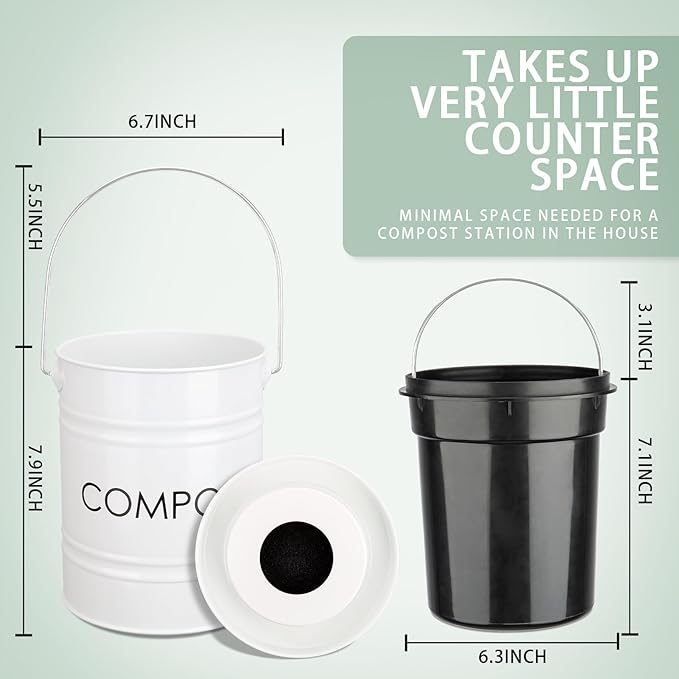 Vipush Compost Bin with Lid Small Countertop Compost Bin includes Inner Liner & - Image 5