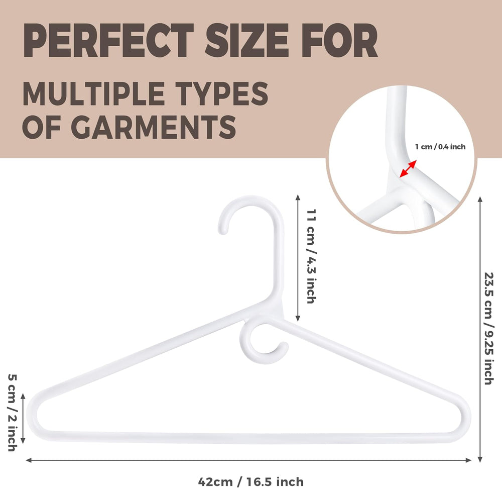 Quality White Plastic Hangers 100 Pack - Super Heavy Duty Multipack for Cloth...