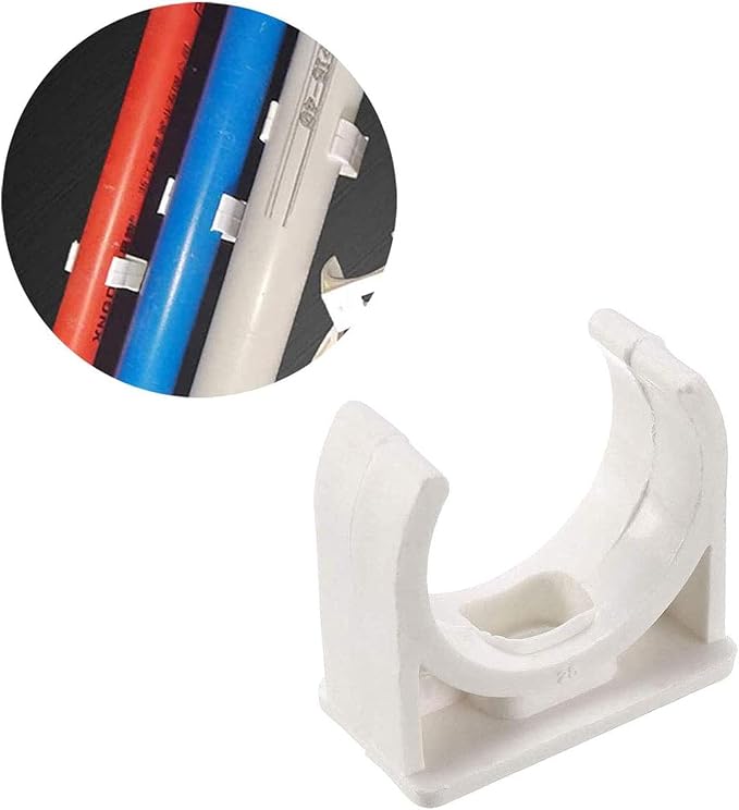 BVO 100 Pcs U-Shaped PVC Water 25mm Pipe Clamps, Suitable - Image 7