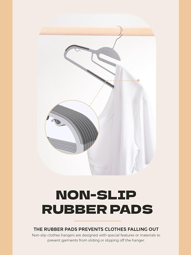 HOUSE DAY Grey Plastic Hangers 50 Pack, Slim Space Saving, Non Slip Hangers - Image 6