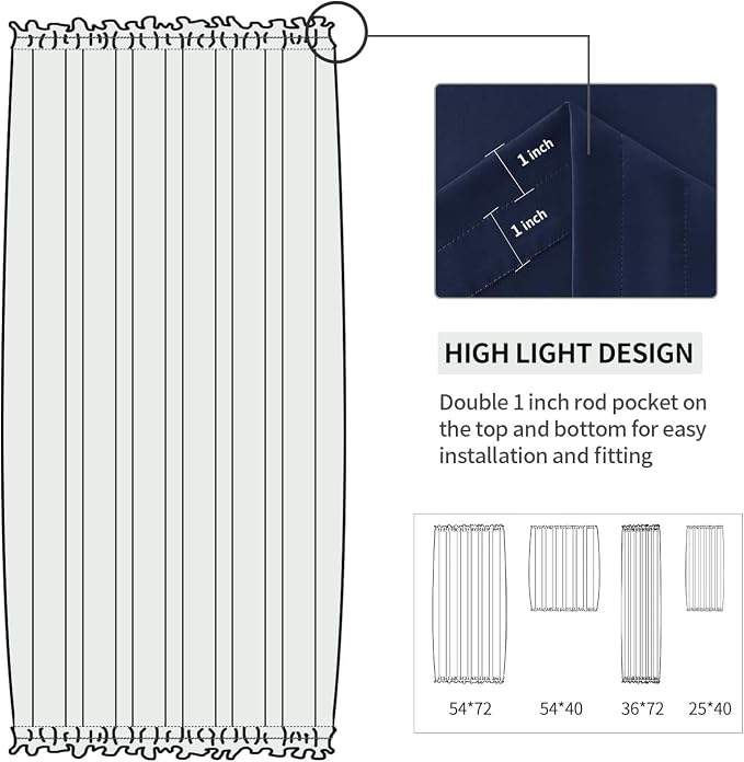 DWCN French Door Curtains – Rod Pocket Thermal Blackout Curtain - Image 3