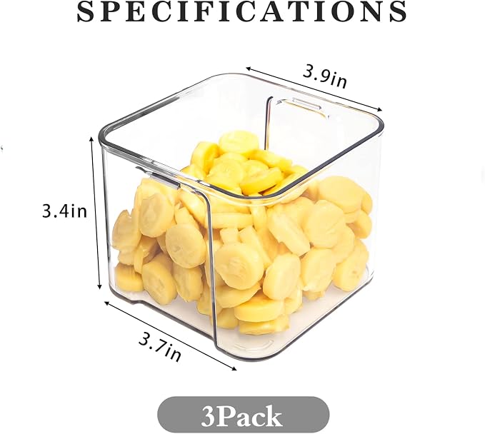 MineSign 3Pack Fridge Organizer Drawer Divider Cube Pull-Out Bins Clear Food - Image 2