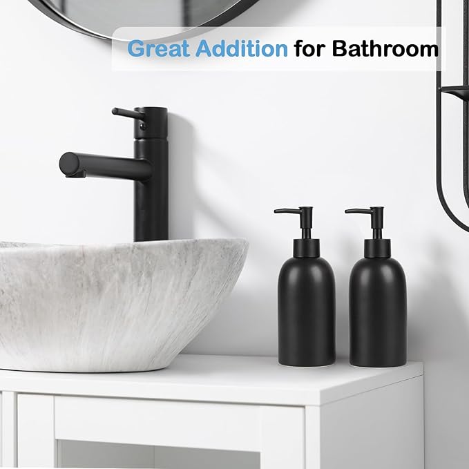 Natheeph 14OZ Ceramic Soap Dispenser Ceramic Soap Pump Dispenser Can Fill Liquid - Image 5
