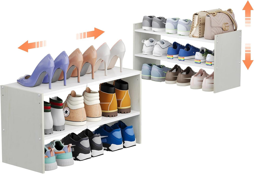 X-cosrack 2 Pack 2-Tier Shoe Rack Organizer for Closet, Expandable and Adjust...
