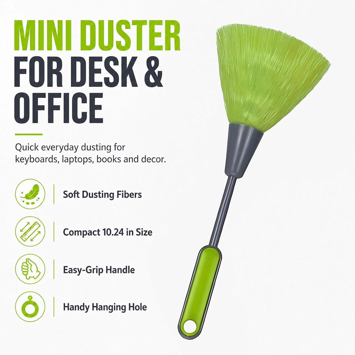 Mini Microfiber Duster for Desk and Office Electronics Keyboard Laptop Books Photo Frames Quick Cleaning Tool Lightweight Handy Home Office Travel