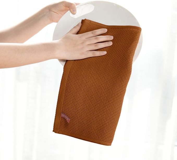 Artoid Mode 100% Cotton Caramel Waffle Weave Kitchen Dish Cloths, 12x12 Inch - Image 3