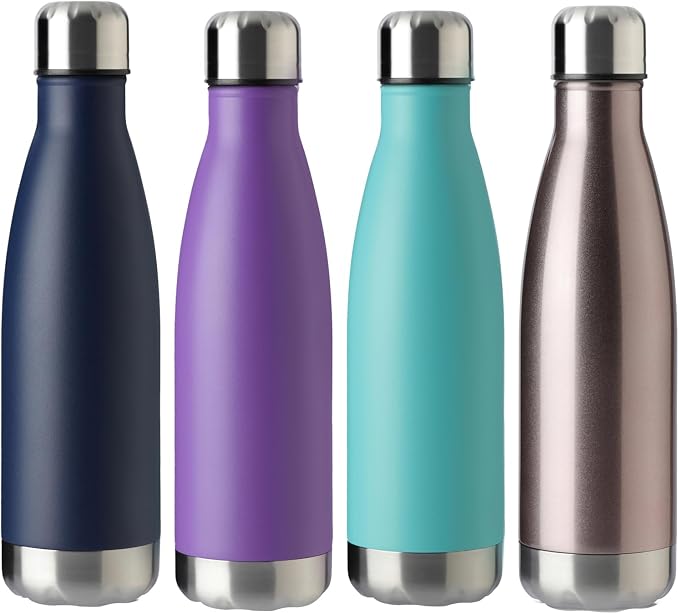 MEWAY 17oz Sport Water Bottle 4 Pack Vacuum Insulated Stainless Steel by MEWAY