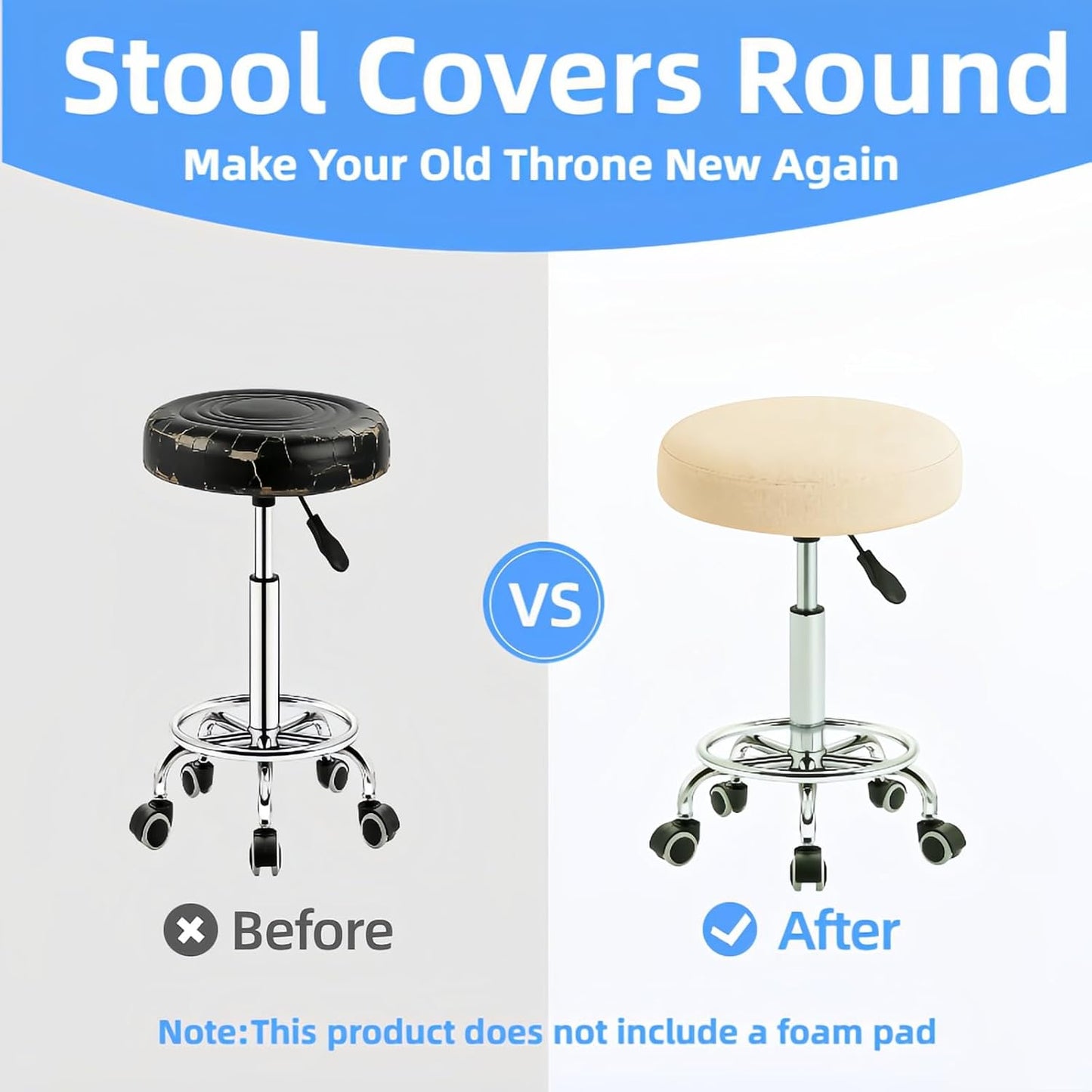 4-Pack Round Stool Covers, 16-18 Inch Bar Stool Cushion Covers, Elastic Washable Dustproof Stool Covers, Suitable for Decoration in Bars, Kitchens, Cafes and Offices, Beige