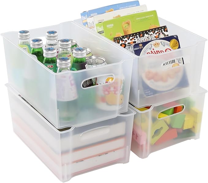 4-Pack Open Storage Organizing Bins, Matte Transparent Plastic Organizer Bins - Image 7