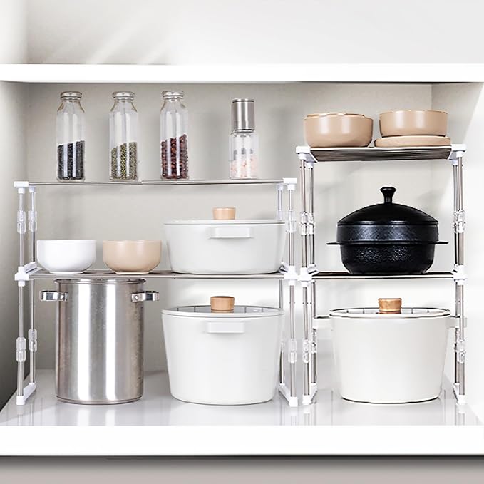 carrotez Expandable Cabinet Organizer, Stackable Kitchen Counter Shelf - Image 2