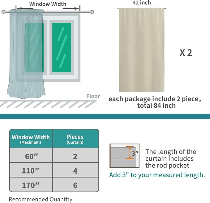 BGment Short Blackout Curtains 48 Inches Length - Image 6