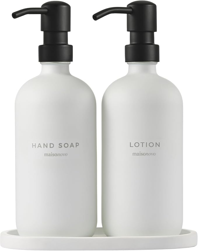 MaisoNovo Soap Dispenser 3-Piece Set | 16.9oz White Bottles by MaisoNovo-TheArtofSustainableLiving