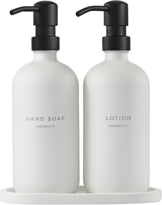 MaisoNovo Soap Dispenser 3-Piece Set | 16.9oz White Bottles by MaisoNovo-TheArtofSustainableLiving