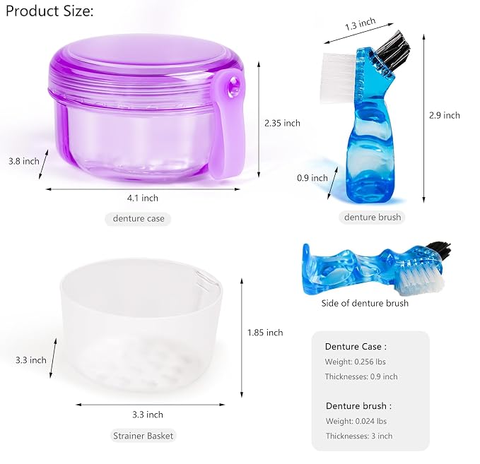 Leak Proof Purple Denture Cups for Soaking Dentures, Partial Denture Bath Case - Image 3