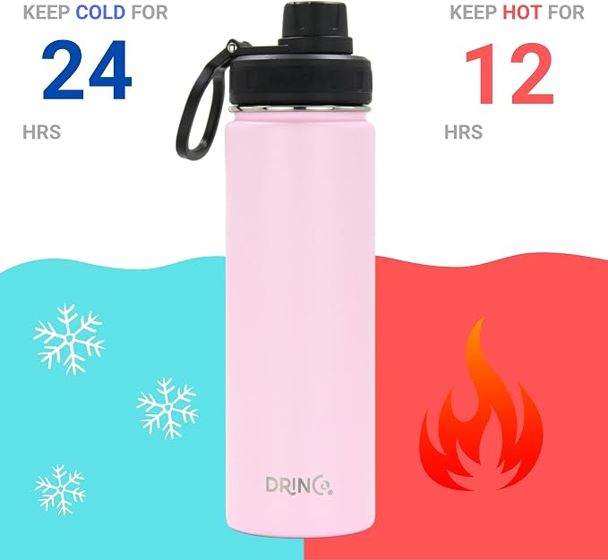 DRINCO Stainless Steel Water Bottle Spout Lid Vacuum Insulated Double Wall - Image 3