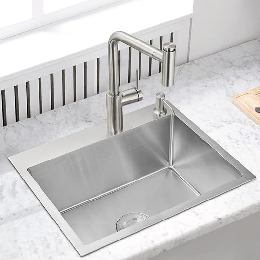 20x16x9 Inch Drop in Kitchen Sink, Handmade 304 Stainless Steel Single Bowl - Image 2