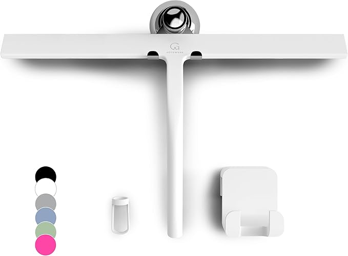 GÜTEWERK Shower Squeegee for Glass Doors, Silicone Window Squeegee, Bathroom by G%C3%9CTEWERK