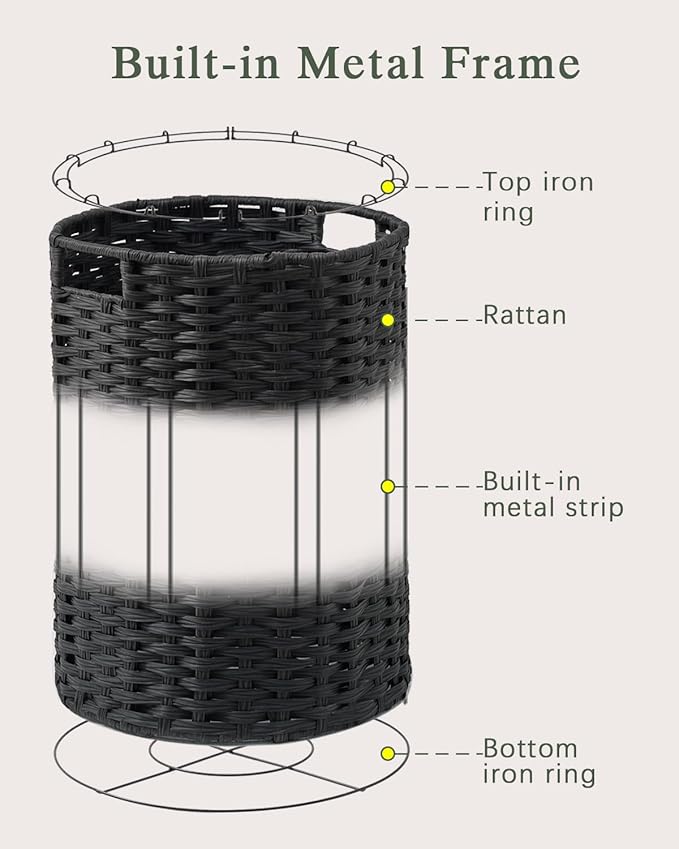 34.3 Gal Large Laundry Hamper Laundry Basket Round Handwoven Wicker Laundry - Image 9