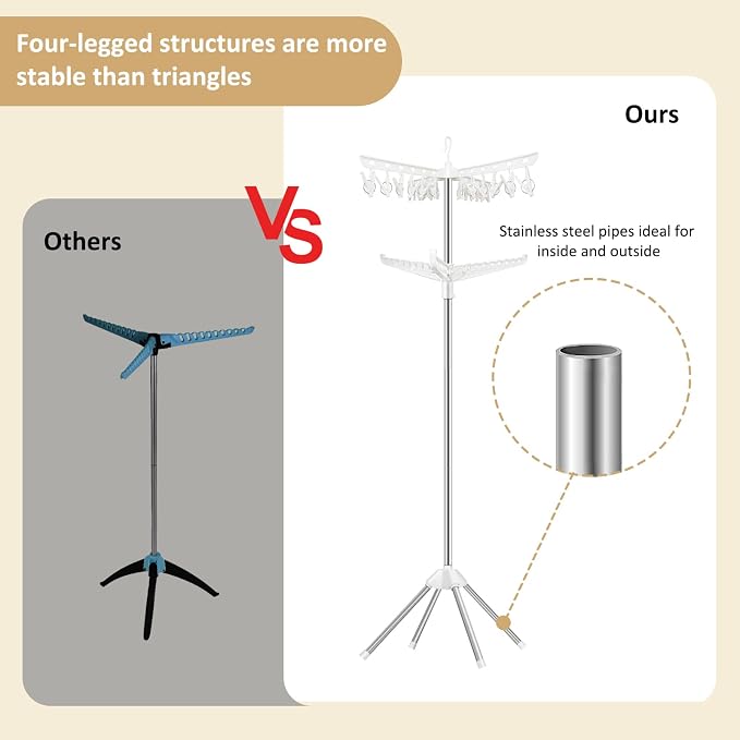 SUYU Clothes Drying Rack, Folding Clothes Drying Tree, 2 Layer - Image 5