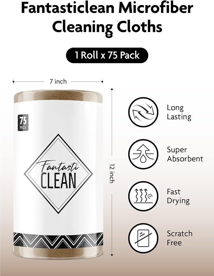 Fantasticlean Microfiber Cleaning Cloth Roll -75 Pack, Tear Away Microfiber - Image 9