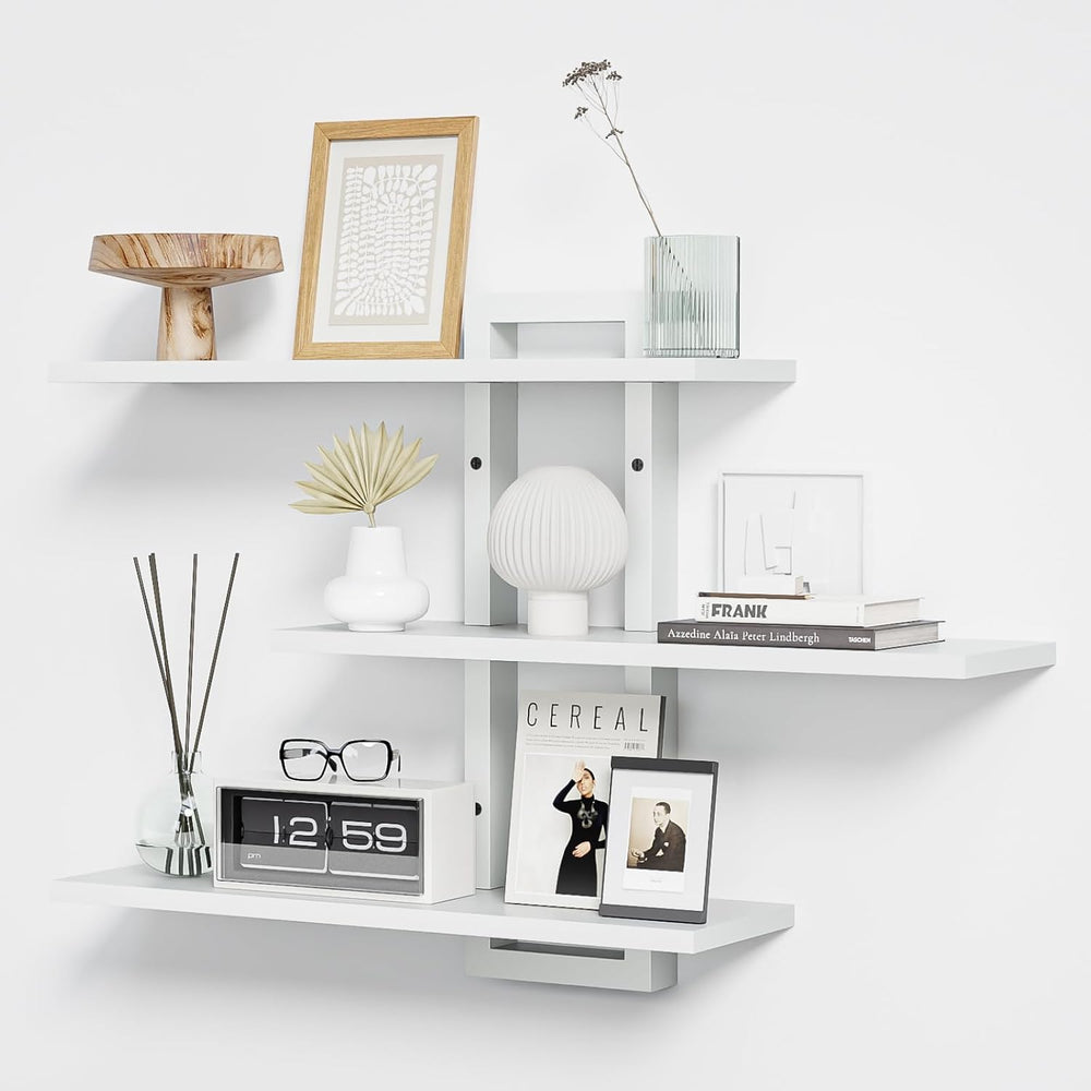 Homode Floating Shelves, Set of 3 Wooden Hanging Shelves, White