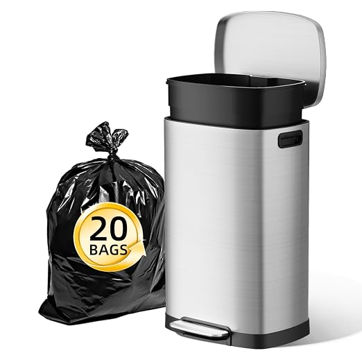 KUK 13 Gallon/50L Stainless Steel Kitchen Trash Can by KUK